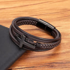 Bracelet en cuir tressé avec croix : une élégance intemporelle pour tous les jours