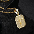 Collar de placa de identificación con crucifijo: Su sacrificio, cerca de tu corazón