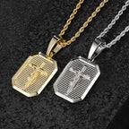 Collar de placa de identificación con crucifijo: Su sacrificio, cerca de tu corazón