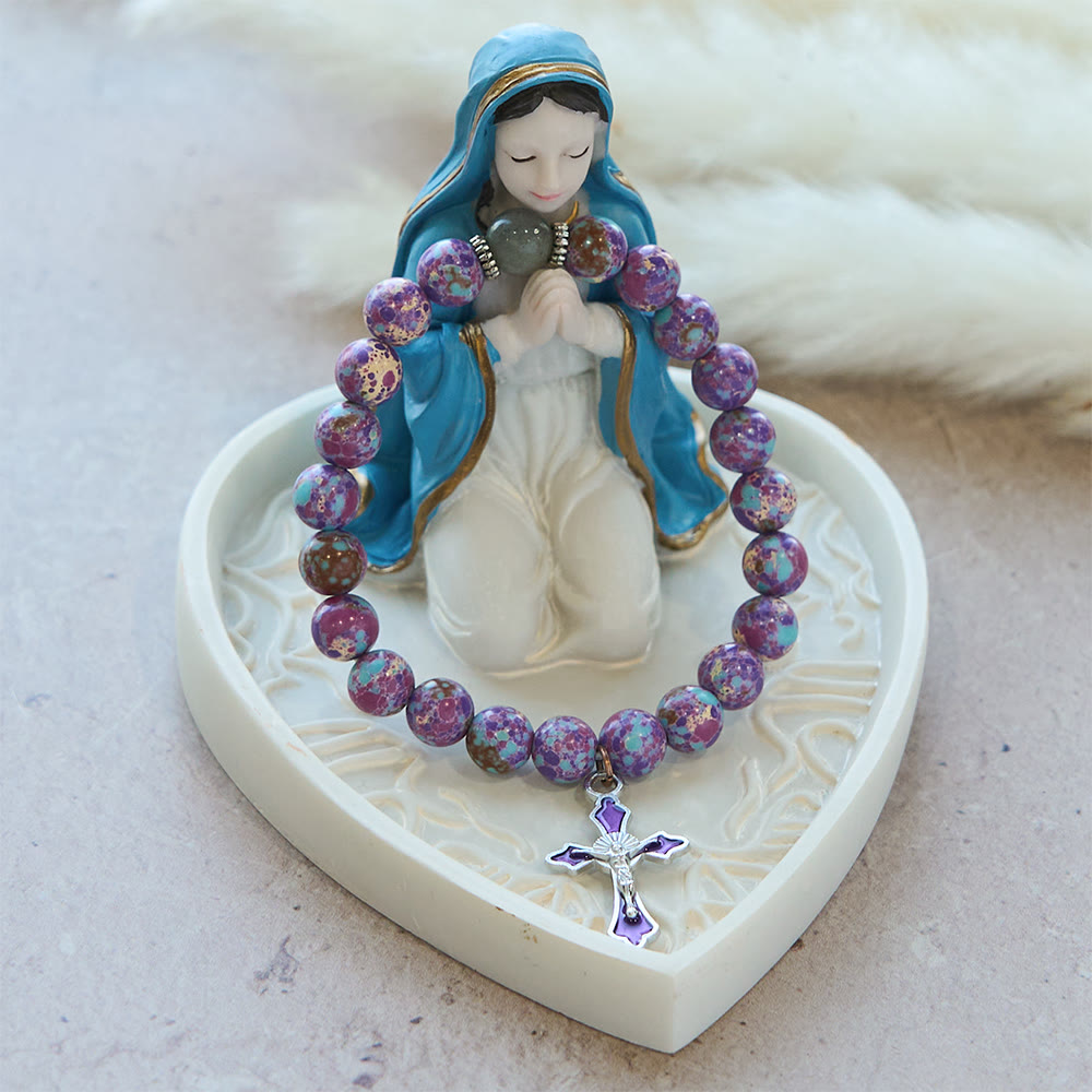 Pulsera de Ágata Púrpura Veteada: Fe Distintiva en Textura Terrosa