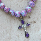 Pulsera de Ágata Púrpura Veteada: Fe Distintiva en Textura Terrosa