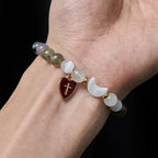 Bracelet Gradient Nuit-Jour Marée avec Croix Cœur Rouge : La Foi Qui Ne S'Éteint Jamais