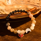 Bracelet Gradient Nuit-Jour Marée avec Croix Cœur Rouge : La Foi Qui Ne S'Éteint Jamais
