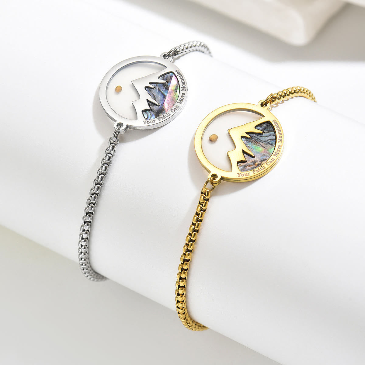 Pulsera Semilla de Mostaza y Montaña de 2 Colores: Fe Inquebrantable para el Uso Diario