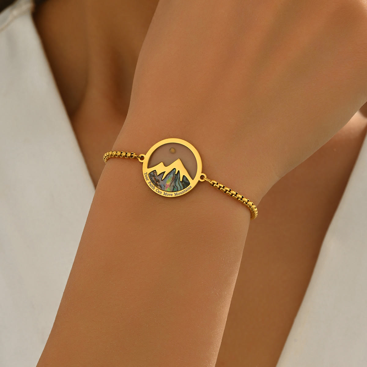 Pulsera Semilla de Mostaza y Montaña de 2 Colores: Fe Inquebrantable para el Uso Diario