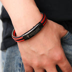 Bracelet en cuir tressé avec croix - Josué 1:9 : Courage audacieux au quotidien