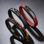 Bracelet en cuir tressé avec croix - Josué 1:9 : Courage audacieux au quotidien