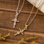Collar con colgante de cruz y corazón infinito elegante multicolor