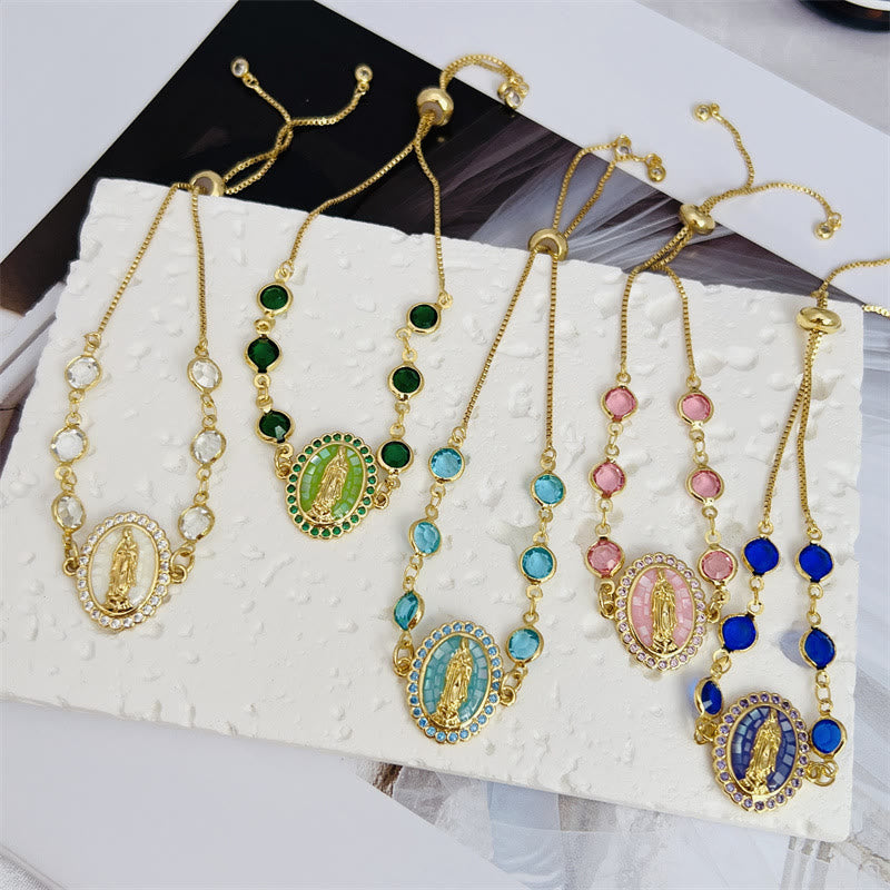 Pulsera de la Virgen de Circonitas Multicolor: Un Recordatorio Discreto de Su Cuidado