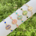 Pulsera de la Virgen de Circonitas Multicolor: Un Recordatorio Discreto de Su Cuidado