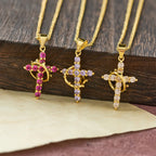 Foi - Collier Croix avec Accents de Pierre de Naissance Mensuelle