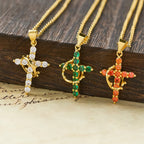 Foi - Collier Croix avec Accents de Pierre de Naissance Mensuelle