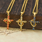Foi - Collier Croix avec Accents de Pierre de Naissance Mensuelle