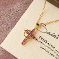 Foi - Collier Croix avec Accents de Pierre de Naissance Mensuelle