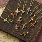 Foi - Collier Croix avec Accents de Pierre de Naissance Mensuelle