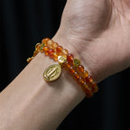 Pulsera Rosario de Caramelo Cálido con Acento JESÚS y Compañero de Fe de Nuestra Señora