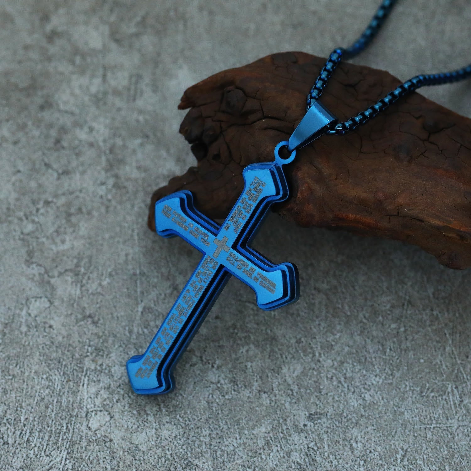 4-Colored Multi-Layered Scripture Cross Necklace: His Word for Daily Wear