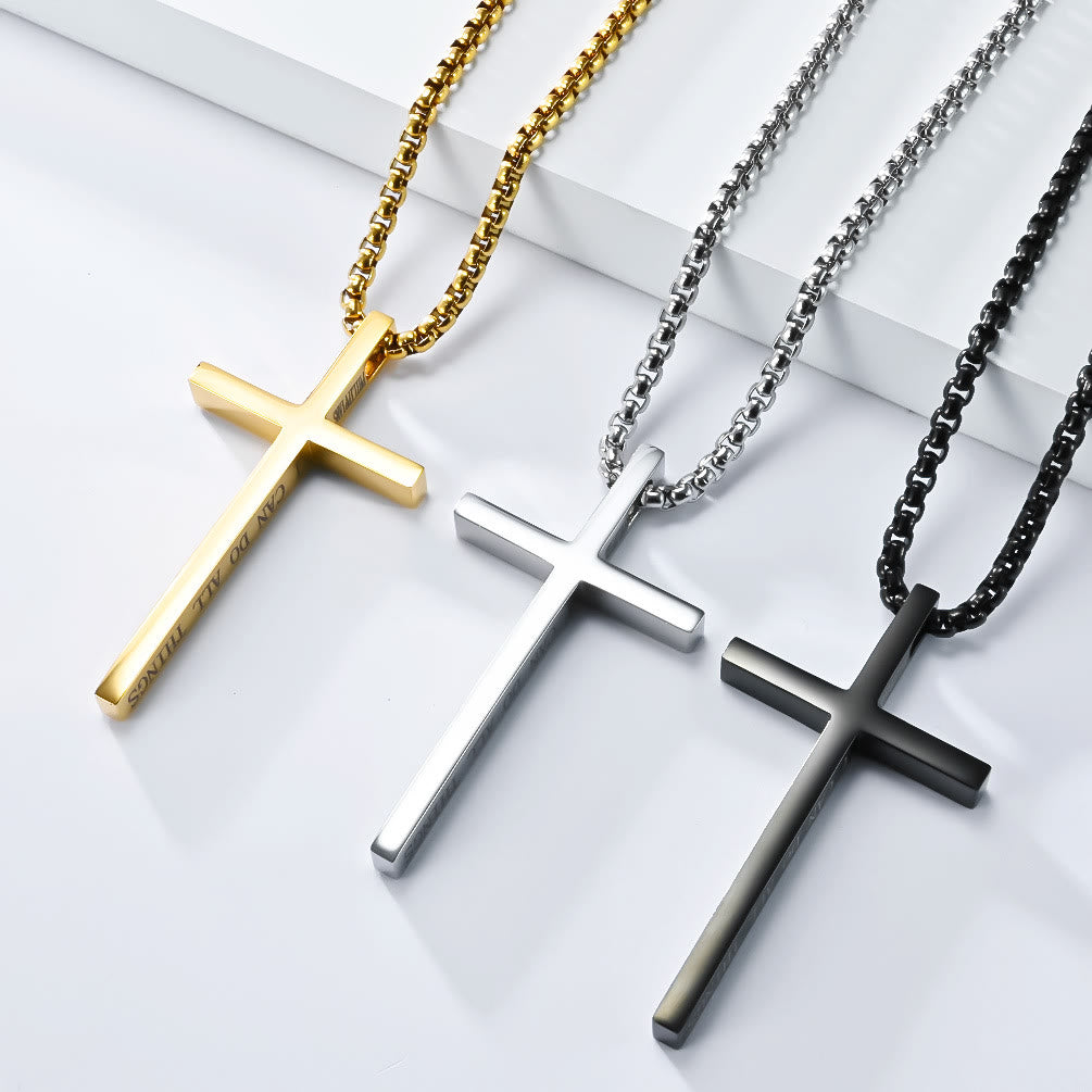 Collar con cruz con inscripción "Todo lo puedo": elegante recordatorio de Su tierna fuerza