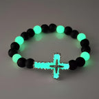 Juego de collar cruzado luminoso y pulsera de cuentas de 3 colores: Recuerdo de Su Luz Silenciosa