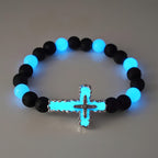 Juego de collar cruzado luminoso y pulsera de cuentas de 3 colores: Recuerdo de Su Luz Silenciosa