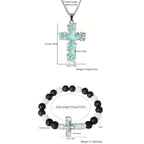 Juego de collar cruzado luminoso y pulsera de cuentas de 3 colores: Recuerdo de Su Luz Silenciosa