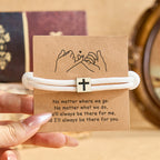 Bracelet croix en corde Milano avec carte-cadeau : bénédiction attentionnée pour les baptêmes et les étapes importantes