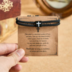 Bracelet croix en corde Milano avec carte-cadeau : bénédiction attentionnée pour les baptêmes et les étapes importantes
