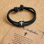 Bracelet croix en corde Milano avec carte-cadeau : bénédiction attentionnée pour les baptêmes et les étapes importantes