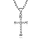 Collar con colgante de cruz de textura retorcida: encarna su fuerza duradera
