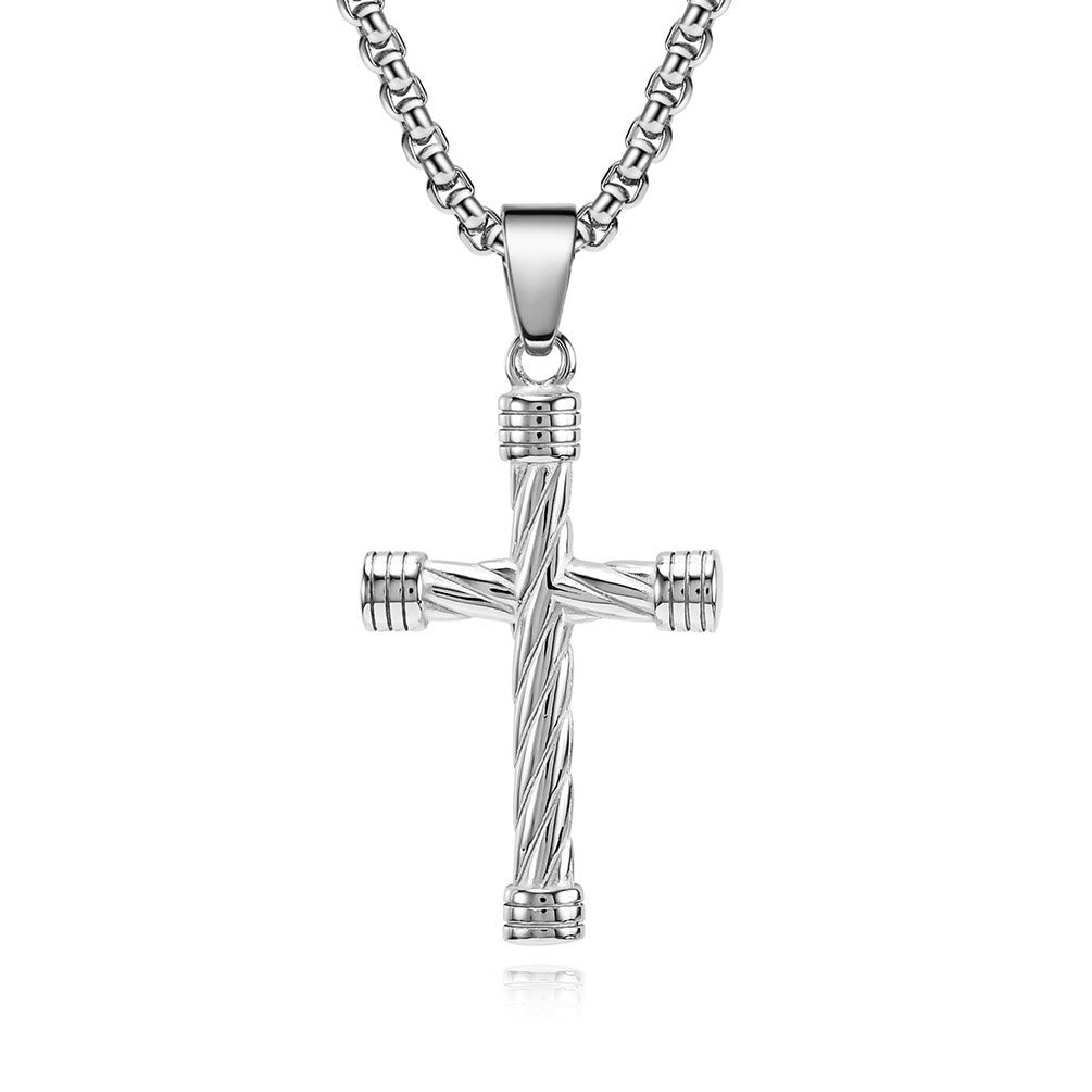 Collar con colgante de cruz de textura retorcida: encarna su fuerza duradera