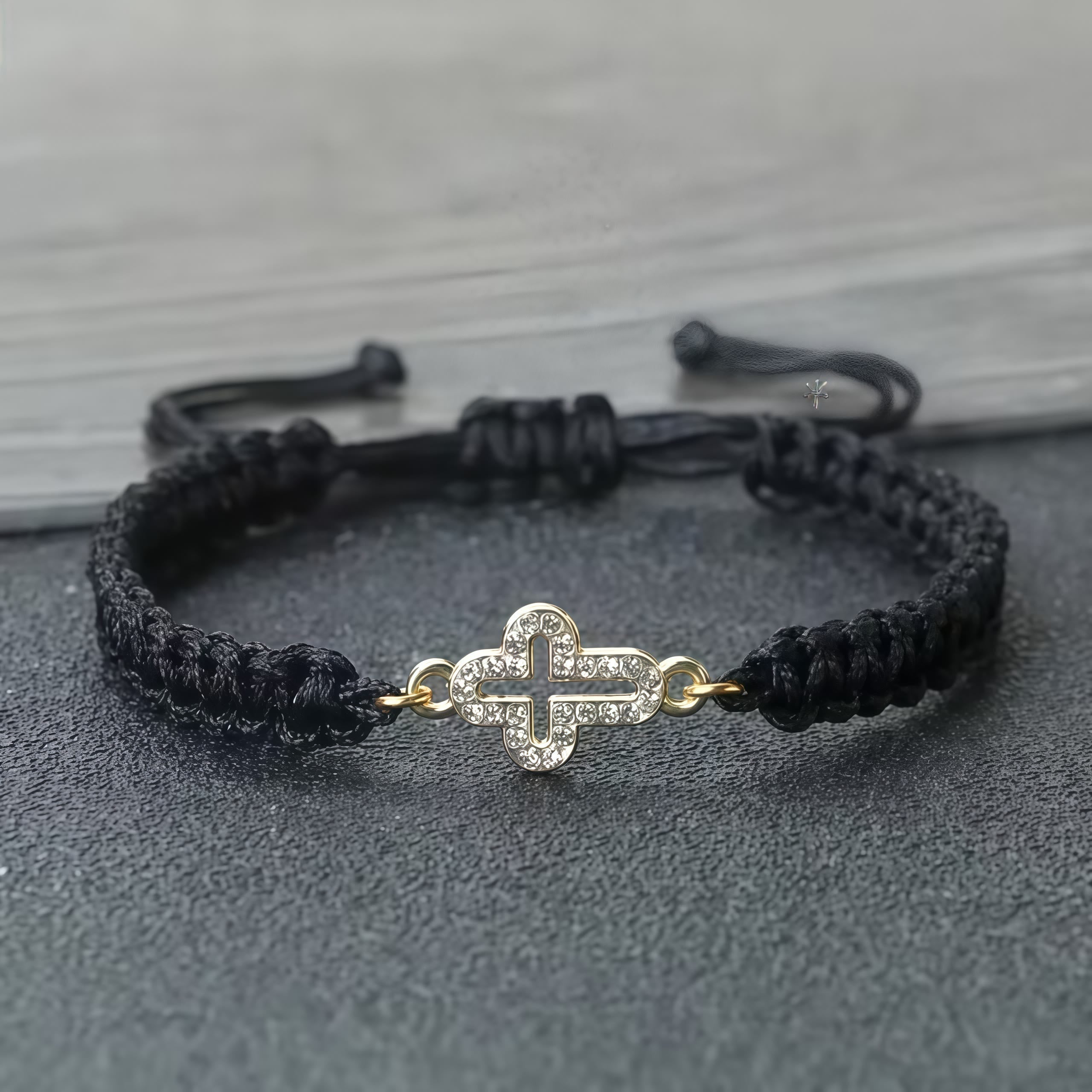 Woven Cord Cross with Shimmering Cross Bracelet: Ground Your Faith in His Enduring Presence