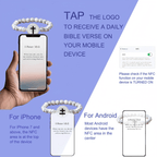 Bracelet avec verset biblique en pierre naturelle et technologie NFC : Touchez pour recevoir quotidiennement la Parole de Jésus
