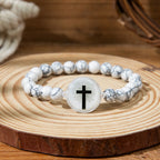 Bracelet avec verset biblique en pierre naturelle et technologie NFC : Touchez pour recevoir quotidiennement la Parole de Jésus