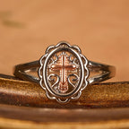 Bague croisée bicolore : Bijou de foi en filigrane argent et or rose
