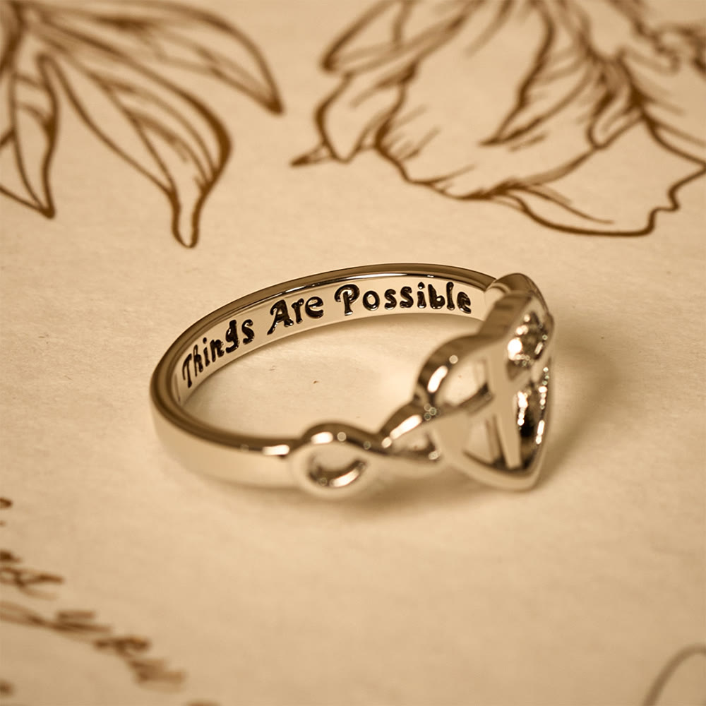 Bague Entrelacée Cœur Croix Foi : Avec Dieu, tout est possible