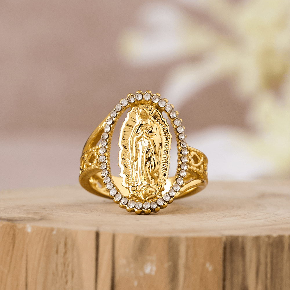 Notre-Dame de Guadalupe Bague Dorée, Confectionnée avec la Grâce Divine