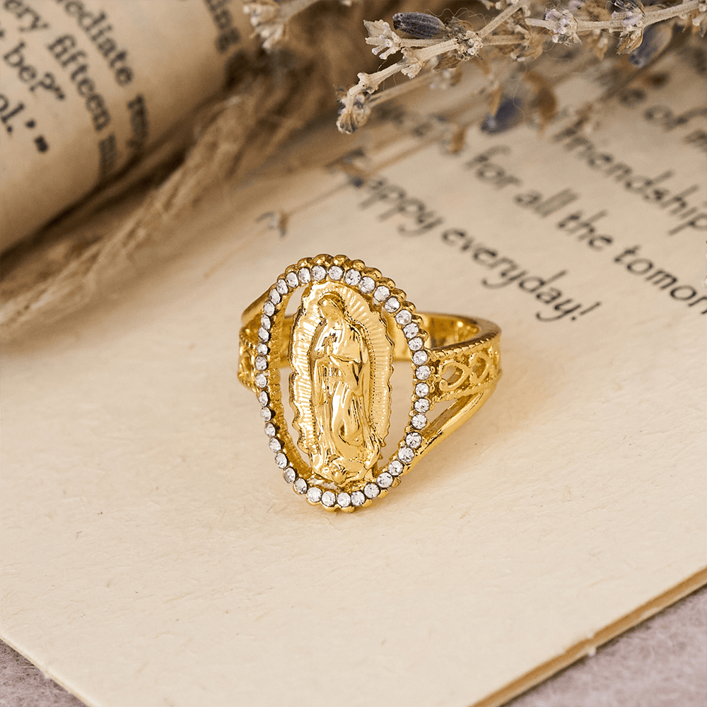 Notre-Dame de Guadalupe Bague Dorée, Confectionnée avec la Grâce Divine