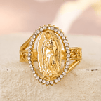 Notre-Dame de Guadalupe Bague Dorée, Confectionnée avec la Grâce Divine