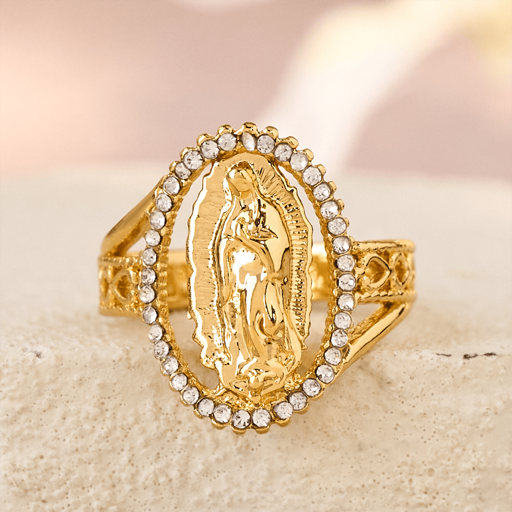 Notre-Dame de Guadalupe Bague Dorée, Confectionnée avec la Grâce Divine