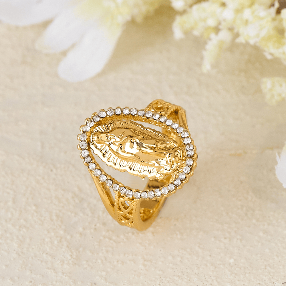 Notre-Dame de Guadalupe Bague Dorée, Confectionnée avec la Grâce Divine