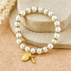 Bracelet Perles Modernes avec Médaille Miraculeuse Dorée & Carte Bénédiction : Communion Opulente
