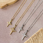 Collier scintillant croix et couronne (2 tailles) : Incarnez la foi et la dévotion royale