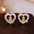 Puces d'oreilles Notre-Dame en forme de cœur : Zircons colorés et Styles scintillants VIP