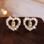 Puces d'oreilles Notre-Dame en forme de cœur : Zircons colorés et Styles scintillants VIP
