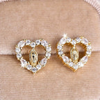 Puces d'oreilles Notre-Dame en forme de cœur : Zircons colorés et Styles scintillants VIP