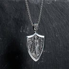 Collier en Titane avec Amulette Bouclier Archange Saint Michel
