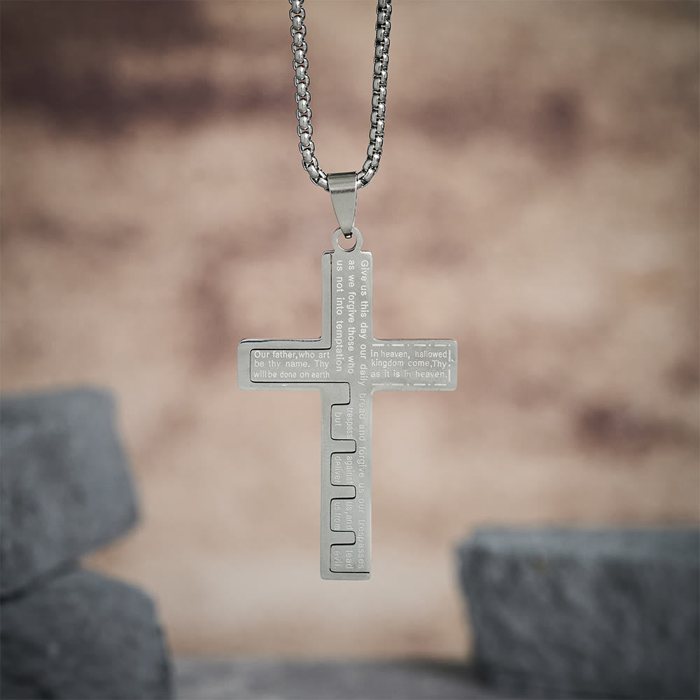 Modern Tri-Color Lord's Prayer Cross Necklace: Un Símbolo Sagrado Atemporal
