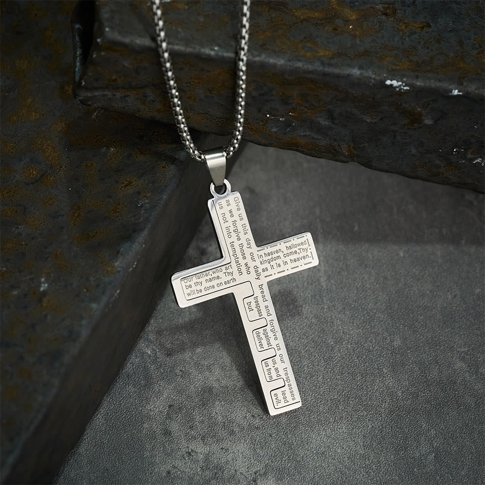 Modern Tri-Color Lord's Prayer Cross Necklace: Un Símbolo Sagrado Atemporal