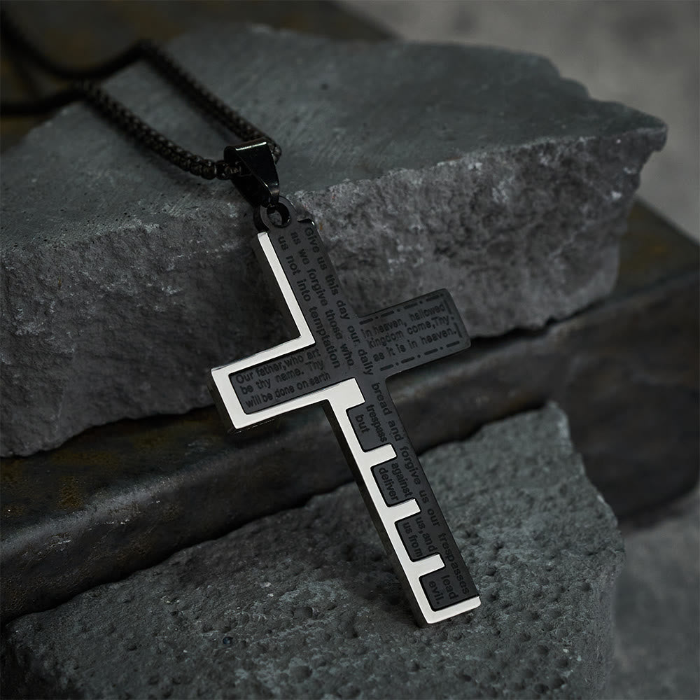 Modern Tri-Color Lord's Prayer Cross Necklace: Un Símbolo Sagrado Atemporal