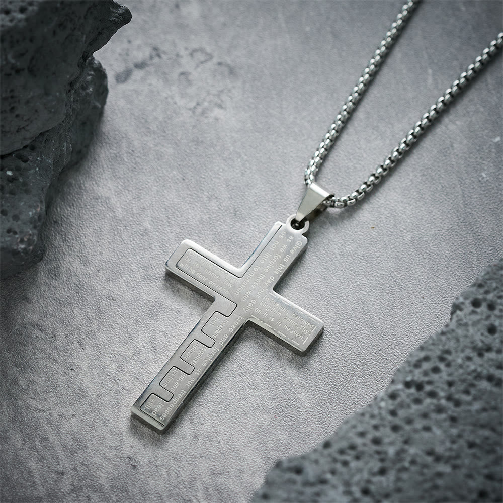 Modern Tri-Color Lord's Prayer Cross Necklace: Un Símbolo Sagrado Atemporal